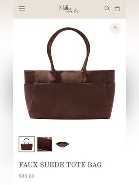 Mali + Lili Faux Suede Tote Bag - Brown (NIB)